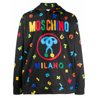 Moschino Moletom com capuz e estampa de letras - Preto