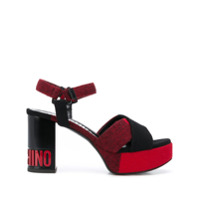 Moschino Sandália com logo e solado chunky - Vermelho