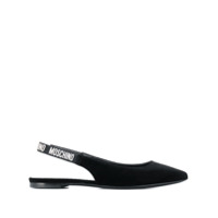 Moschino Sapatilha flat com fechamento no tornozelo de veludo - Preto