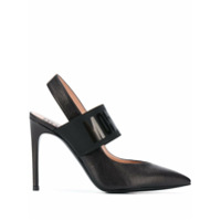 Moschino Sapato bico fino com estampa de logo - Preto