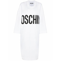 Moschino Vestido reto oversized com estampa de logo - Branco