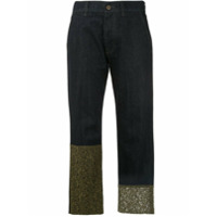 Mr & Mrs Italy Calça jeans com acabamento de renda - Azul