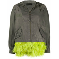 Mr & Mrs Italy Jaqueta com capuz e acabamento de plumas - Verde