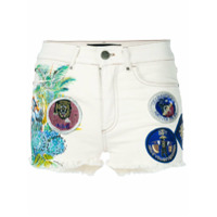 Mr & Mrs Italy Shorts jeans com patches - Branco