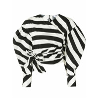 MSGM Blusa com transpasse e listras - Branco