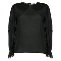 MSGM Blusa de algodão com acabamento de renda - Preto