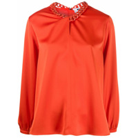 MSGM Blusa de cetim com corrente na gola - Laranja