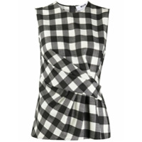 MSGM Blusa xadrez com pregas frontais - Preto