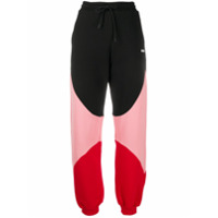 MSGM Calça esportiva color block com estampa de logo - Preto