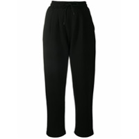 MSGM Calça esportiva de algodão com ajuste no cós por cordão - Preto