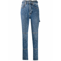 MSGM Calça jeans slim com respingos de tinta - Azul