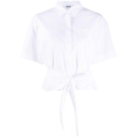 MSGM Camisa mangas curtas com amarração na cintura - Branco