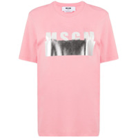 MSGM Camiseta com estampa de logo metálica - Rosa