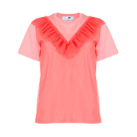 MSGM Camiseta de algodão com acabamento de babados - Rosa