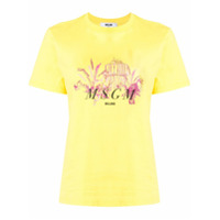 MSGM Camiseta de algodão com estampa de logo - Amarelo