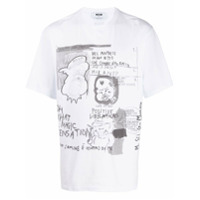 MSGM Camiseta de algodão com estampa gráfica - Branco