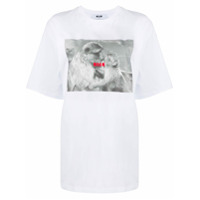 MSGM Camiseta oversized com estampa de macaco - Branco