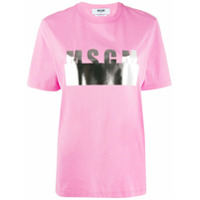 MSGM Camiseta rosa de algodão com estampa de logo