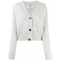 MSGM Cardigan cropped de cashmere, lã e tricô - Cinza