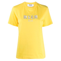 MSGM embroidered logo cotton T-shirt - Amarelo