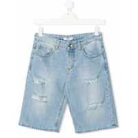 Msgm Kids Bermuda jeans com destroyed - Azul