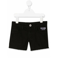 Msgm Kids Bermuda jeans com logo bordado - Preto