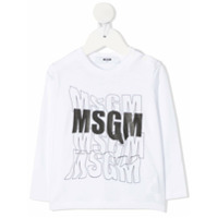Msgm Kids Blusa com estampa de logo e botões de pressão - Branco