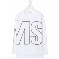 Msgm Kids Blusa oversized com estampa de logo - Branco