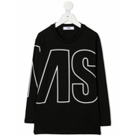 Msgm Kids Blusa oversized com estampa de logo - Preto