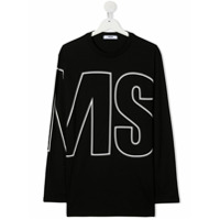 Msgm Kids Blusa oversized com estampa de logo - Preto
