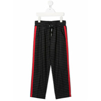 Msgm Kids Calça com listras na lateral xadrez - Preto
