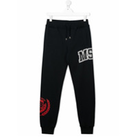 Msgm Kids Calça esportiva com detalhe de logo - Azul