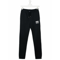 Msgm Kids Calça esportiva com estampa de logo - Azul