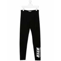 Msgm Kids Calça esportiva com estampa de logo - Preto