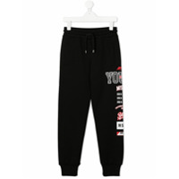 Msgm Kids Calça esportiva com estampa de logo - Preto