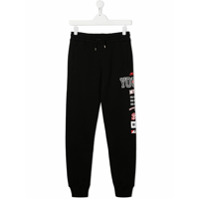 Msgm Kids Calça esportiva com logo lateral - Preto