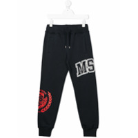 Msgm Kids Calça esportiva de algodão com estampa de logo - Azul