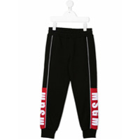 Msgm Kids Calça esportiva de algodão com logo - Preto