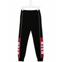 Msgm Kids Calça esportiva de algodão com logo - Preto