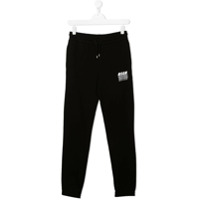 Msgm Kids Calça esportiva de algodão com logo - Preto