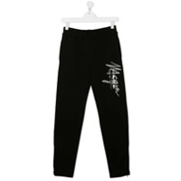 Msgm Kids Calça esportiva de algodão com logo - Preto