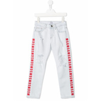 Msgm Kids Calça jeans com logo estampado - Branco