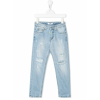 Msgm Kids Calça jeans slim com efeito destroyed - Azul