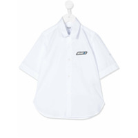 Msgm Kids Camisa mangas curtas com logo bordado - Branco