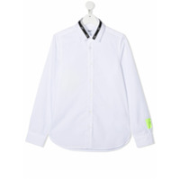 Msgm Kids Camisa mangas longas com gola contrastante - Branco