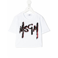 Msgm Kids Camiseta com aplicação de logo - Branco