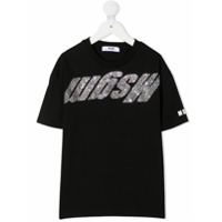 Msgm Kids Camiseta com aplicação de logo - Preto