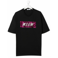 Msgm Kids Camiseta com aplicação de patch de logo - Preto