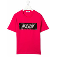 Msgm Kids Camiseta com aplicação de patch de logo - Rosa