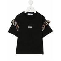 Msgm Kids Camiseta com babados e estampa de leopardo - Preto
